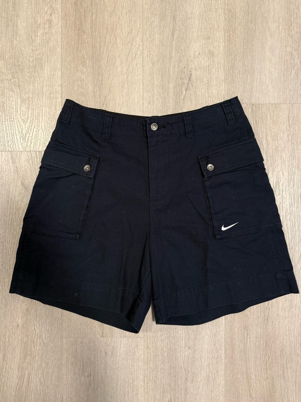 Nike Vintage Cargo Shorts Black Size 30 Utility Carpenter Y2K